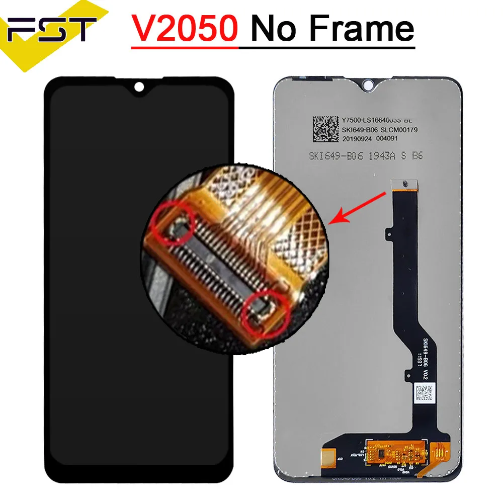 6.49 inch For ZTE Blade 20 Smart V1050 V2050 LCD Display And Touch Screen Digitizer Sensor Assembly with Frame For Blade20 Smart