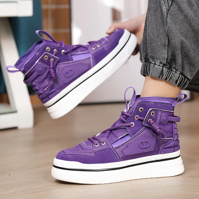 Fashion Purple Mens High top Skateboard Shoes 2024 Streetwear Hip Hop Sneakers Men Platform Designer Shoes Casual Sports Shoes