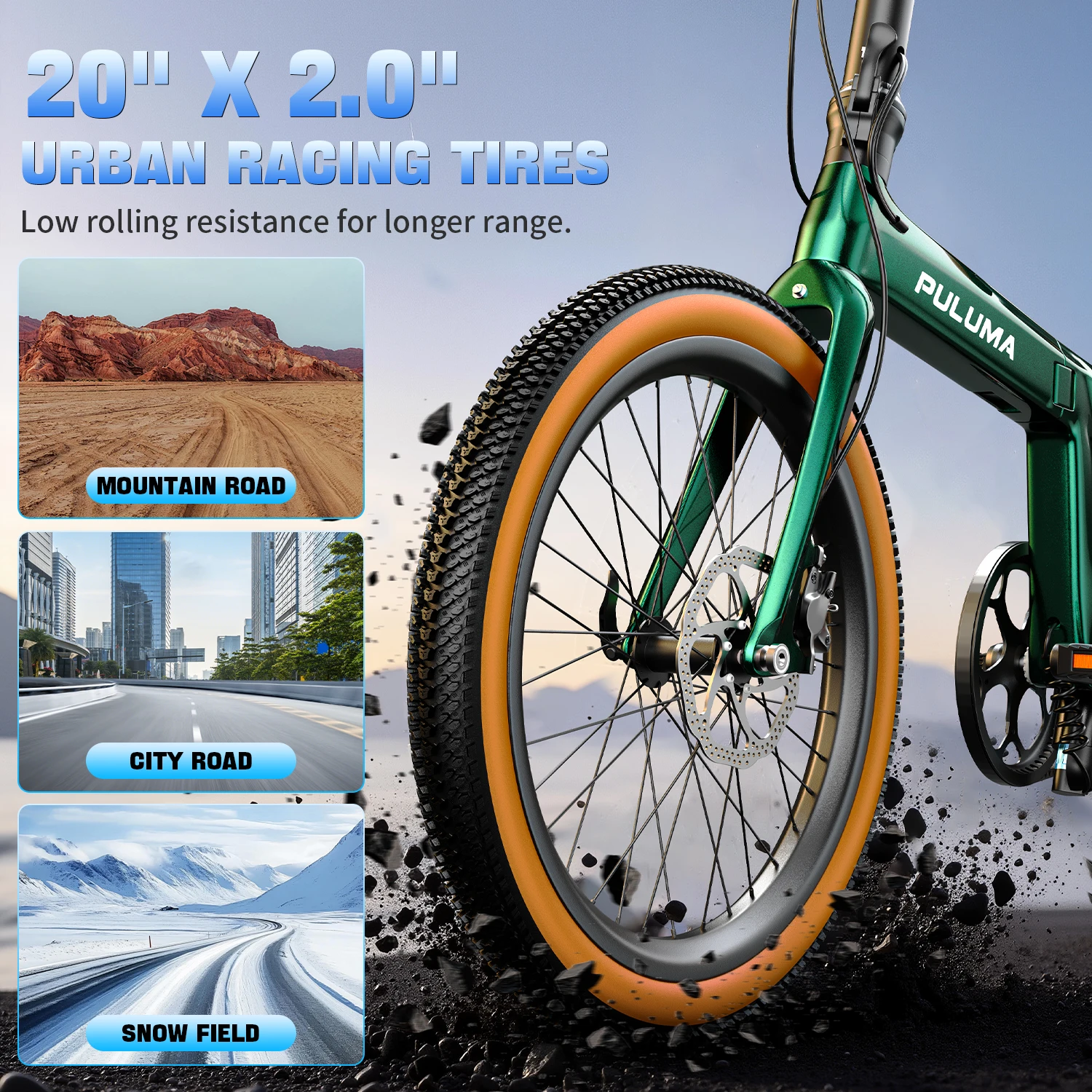 PULUMA PT20 Carbonfaser-Elektrofahrrad 350W Motor 36V7AH Hochleistungsakku 20X2,0 Zoll Reifen Hydraulische Bremsen Faltbares E-Bike – Detail 9