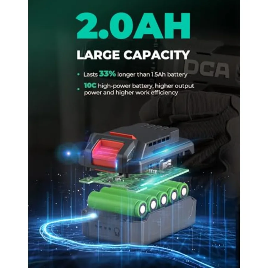 336 inlbs 토크와 3/8 무키 척이 있는 무선 드릴 세트 DIY 홈 프로젝트용 전동 드릴 2.0Ah 배터리 포함