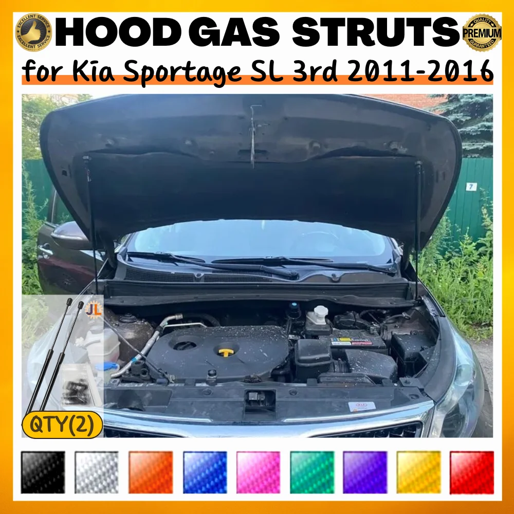

Qty(2) Hood Struts for Kia Sportage SL 3rd 2011-2016 Front Bonnet Modify Gas Springs Shock Absorbers Bars Lift Supports Dampers