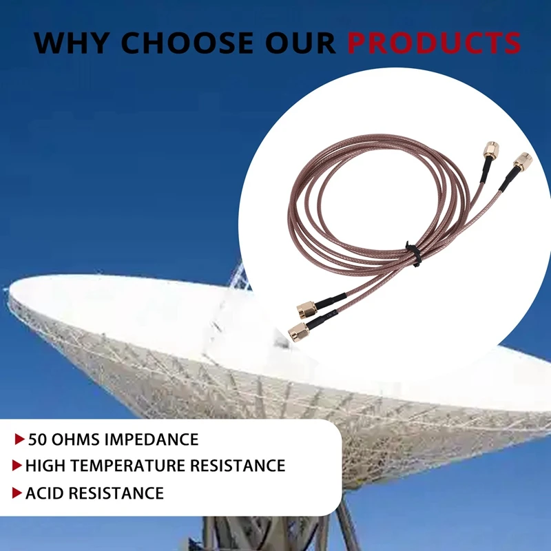 2Pcs RG316 Wire Jumper SMA Male To SMA Male Wifi Antenna Extension RF Coaxial Coax Cable Adapter Jumper(100Cm)