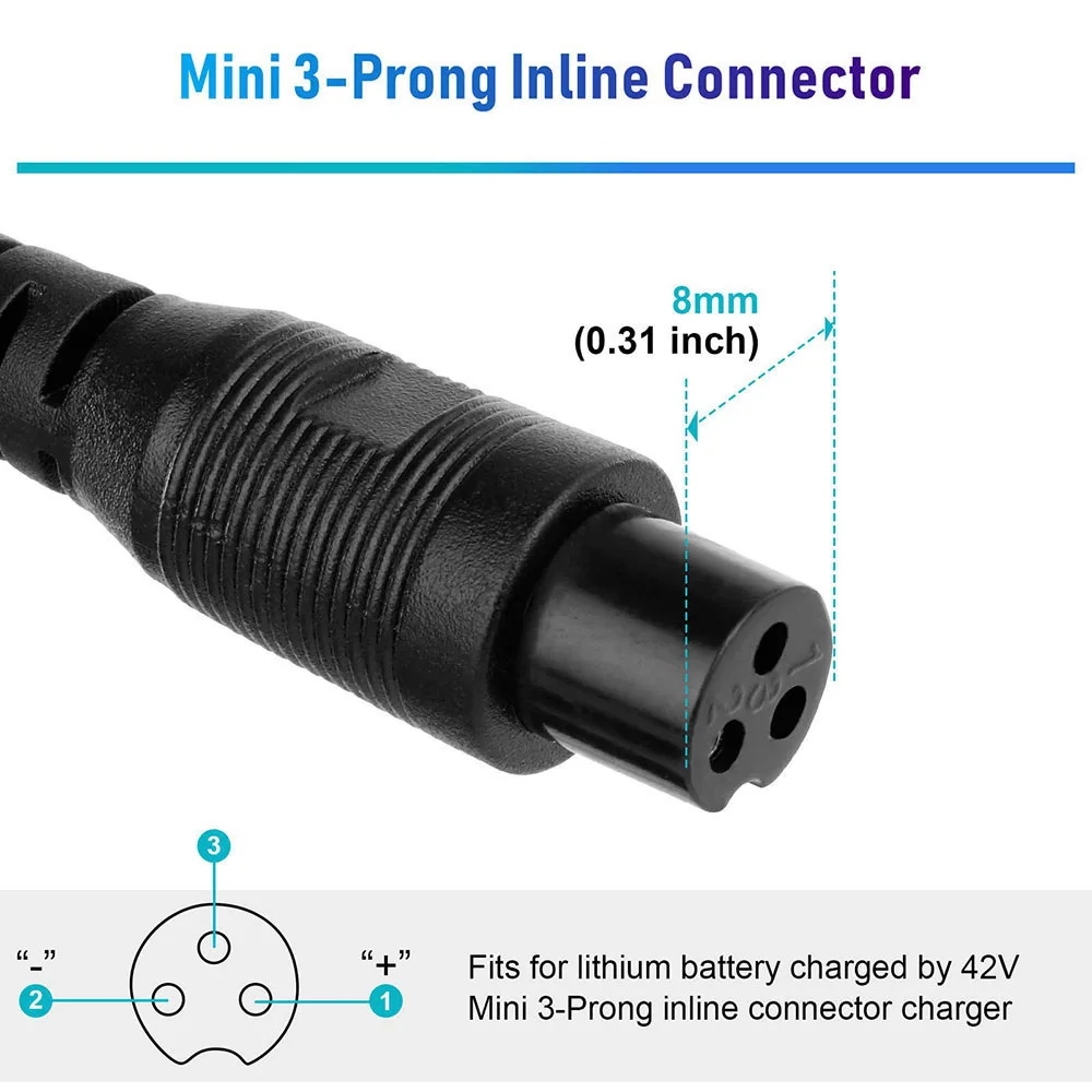 อะแดปเตอร์2A 42V พาวเวอร์ซัพพอร์ต3ง่ามสำหรับแบตเตอรี่ลิเธียม36V สกู๊ตเตอร์ที่ชาร์จแบตเตอรี่