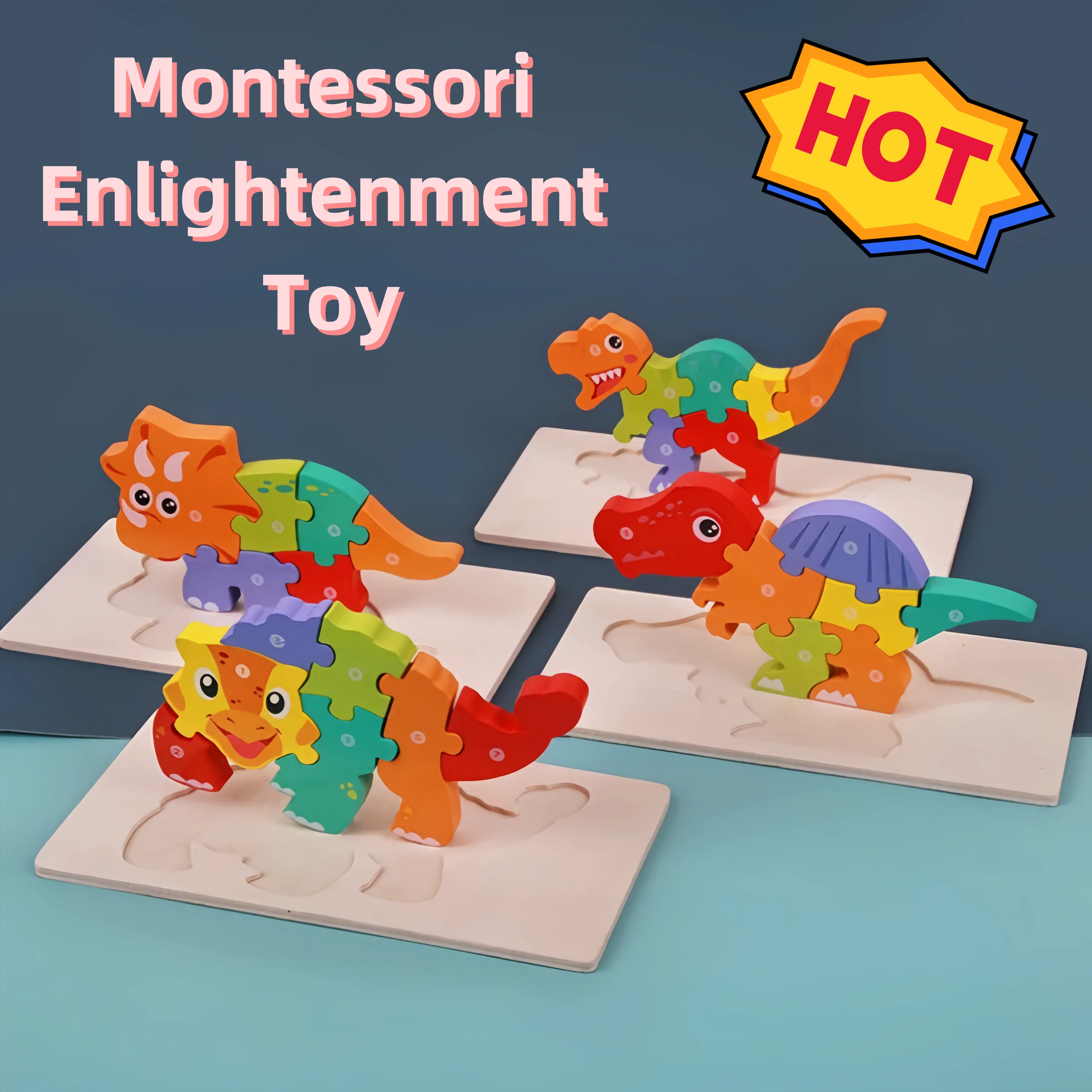 

TongYueFun Wooden 3D Puzzle Game Catoon Animal Intelligence Jigsaw Shape Matching Montessori Educational Toys Children Gifts