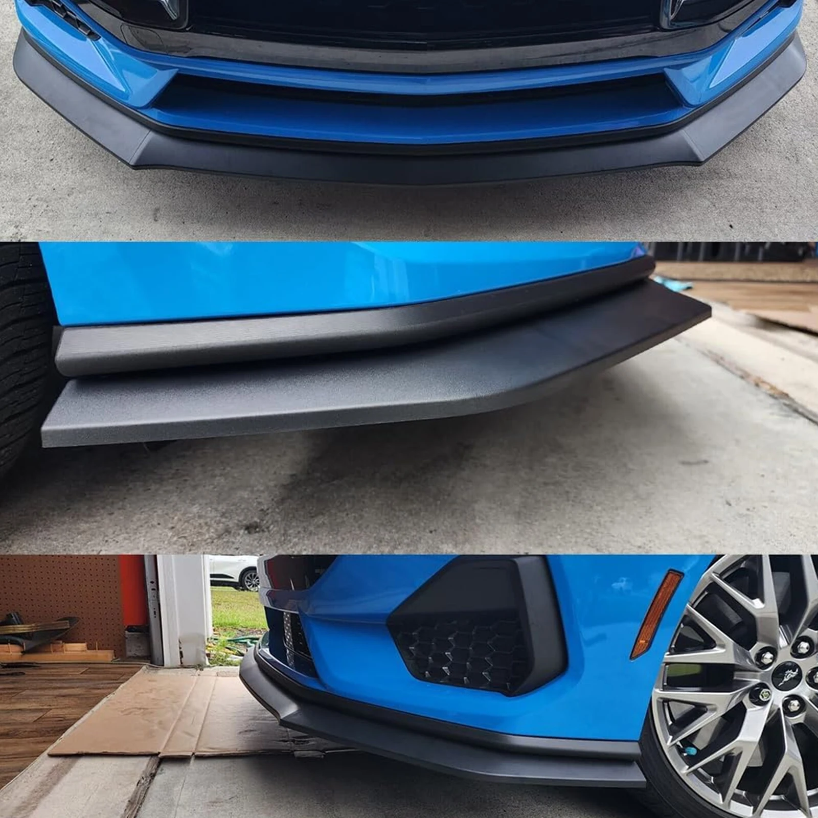 포드 머스탱 S650 GT 에코부스트 2024 2025 가드 스플리터 자동차 앞 범퍼 립 스포일러 스플리터 무광 블랙 썸네일 3