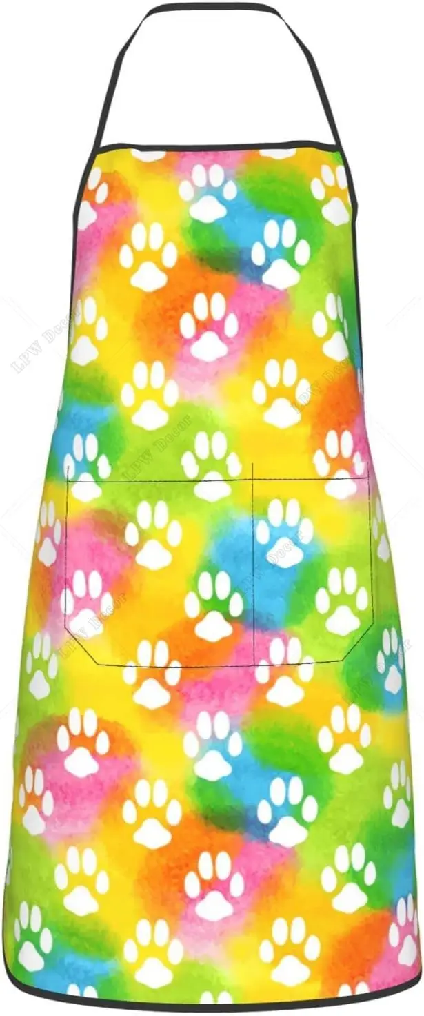귀여운 동물 개 고양이 발 앞치마, 주방 요리사, 방수 조절 가능, 재미있는 그루밍 앞치마, 남성 여성