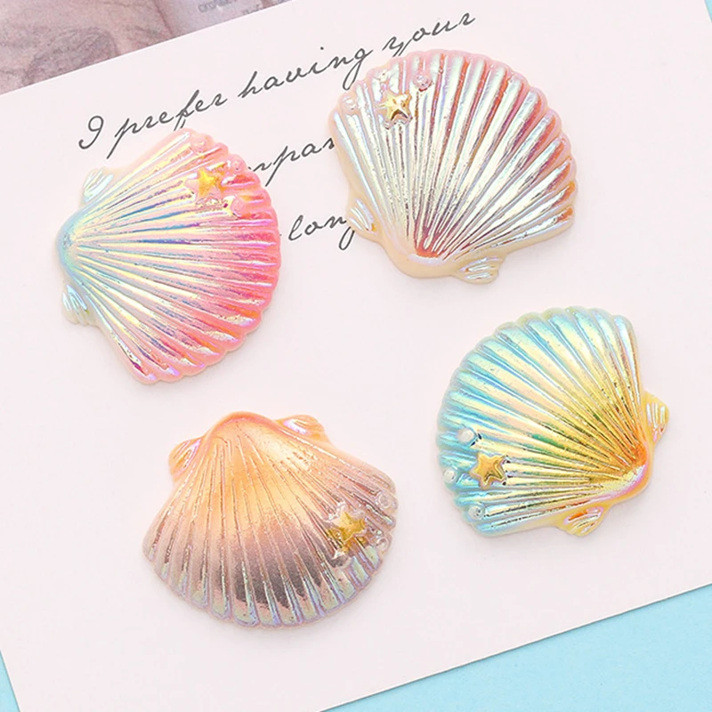 10 Pcs New Cute Kawaii Mini Colour Cartoon Shell Flat Back Resin Cabochons Scrapbook Diy Wedding Hairpin Accessories Craft H26