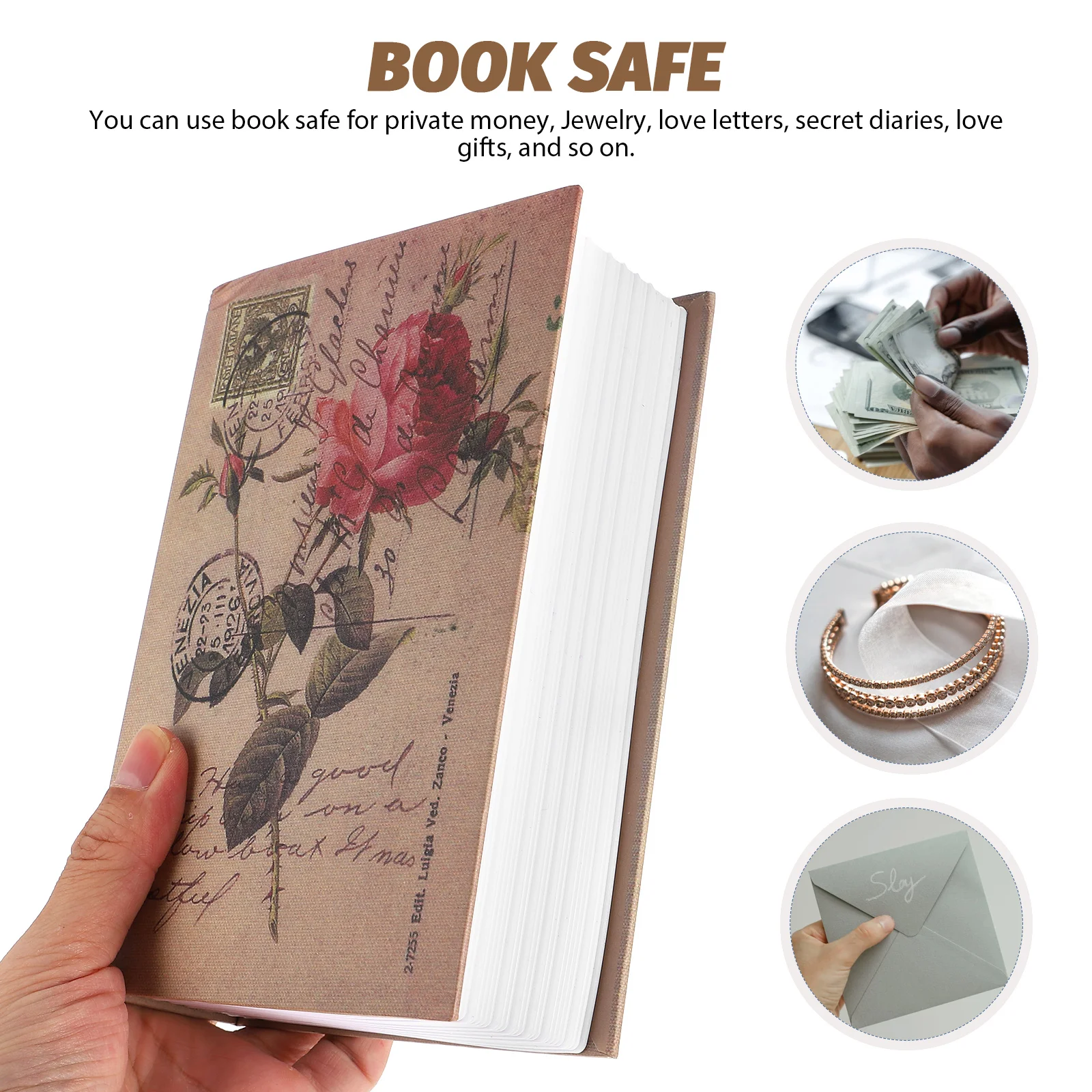 Book Storage Box Lock Safe Key Lockbox Retro Decor Children's Cabinet Multipurpose Metal With Pp Money