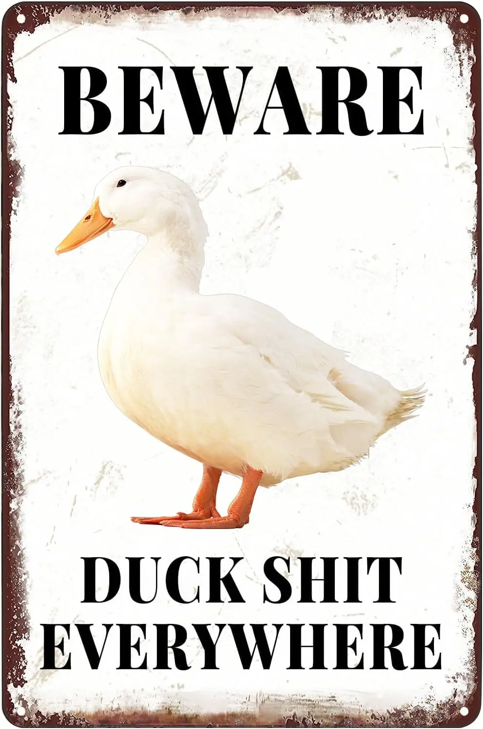 Funny Vintage Metal Tin Sign Duck Beware Duck Shit Everywhere Shop Farm Ranch Garage Home Outdoor Indoor Wall Retro Poster  sign