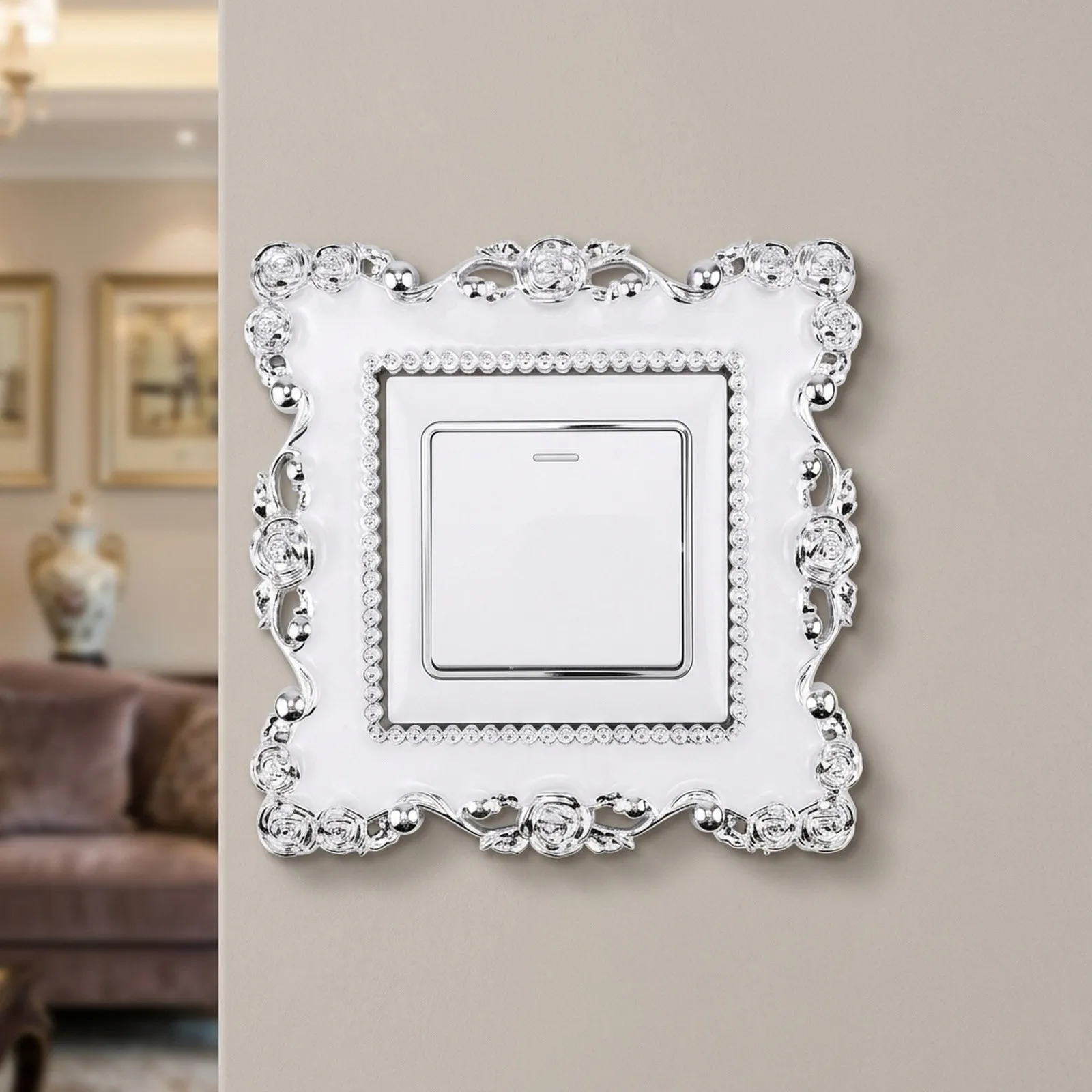 Switch Cover Switch Sticker Resin Light Switch Surround Lace Switch Protective Cover 86 Type New Practical Switch