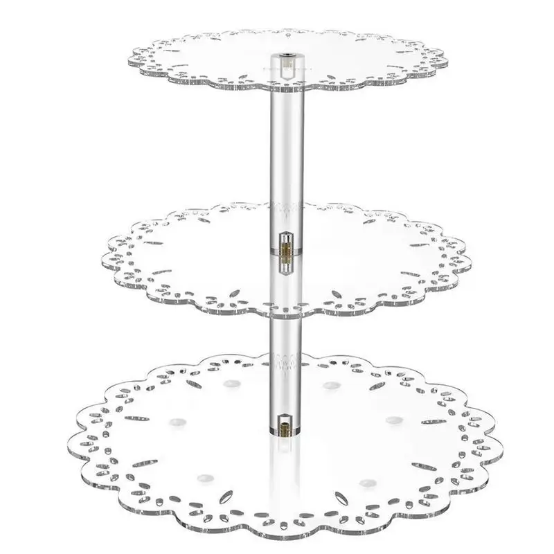 

3 Tier Dessert Stand Transparent 3 Tier Cupcake Stand Easy to Assemble Acrylic Wedding Cake Stand Birthday Party Decoration