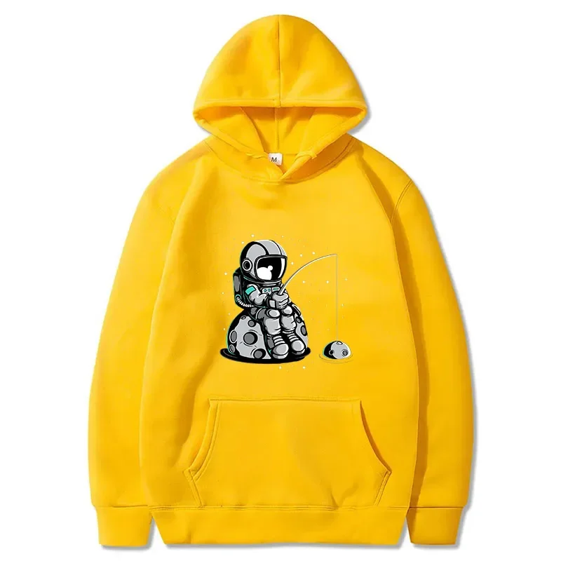 New Cartoon Astronaut Print Men Men Hoodies Casual Round Neck Tops Loose Harajuku Short Sleeves T Shirt Korean Style Clothes