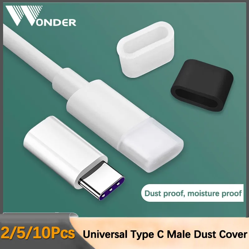 Universal Male Dust Plug Protector Cap USB Type C & Micro USB & IOS Charging Data Cable Dust Cover For Apple iPhone Black Clear