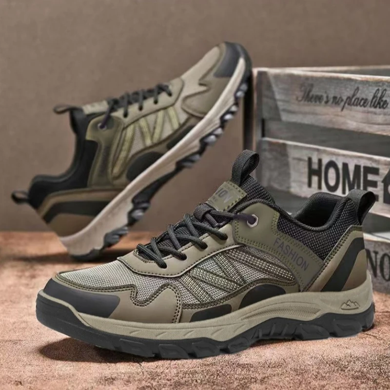 Fashion men's hiking shoes outdoor breathable men's sports shoes anti slip and wear-resistant work shoes