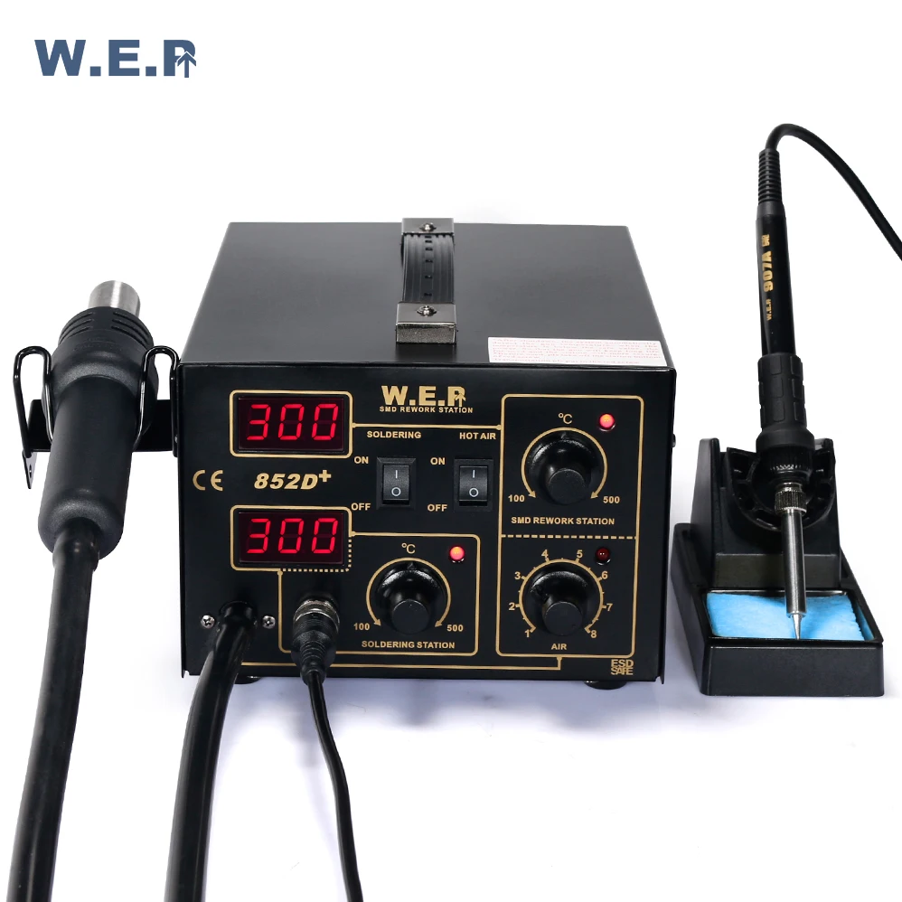 WEP 852D+ Diaphragm pump hot air ESD soldering rework station