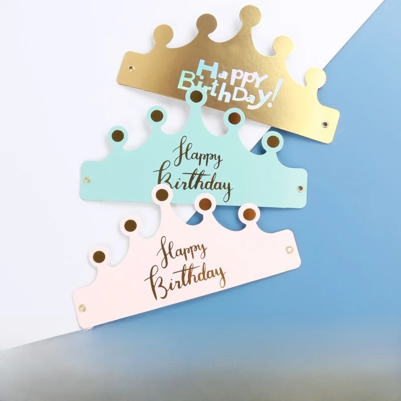 

New Birthday Cake Hat Gold Stamping Party Hat Children Adults Independent Packaging 50 100 Pieces per Order Festival Supplies