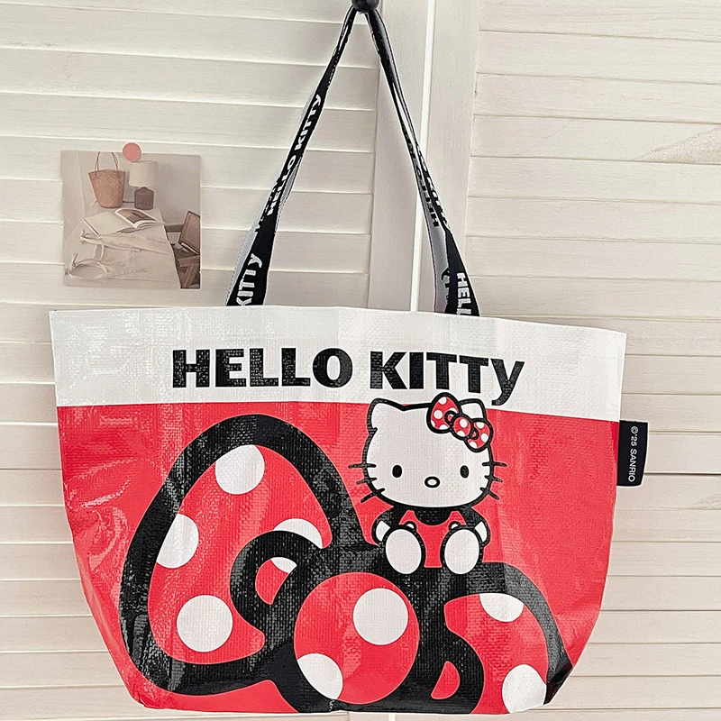 산리오 헬로 키티 접이식 쇼핑백 마이 멜로디 쿠로미 시나모롤 대용량 토트백 친환경 재사용 가방