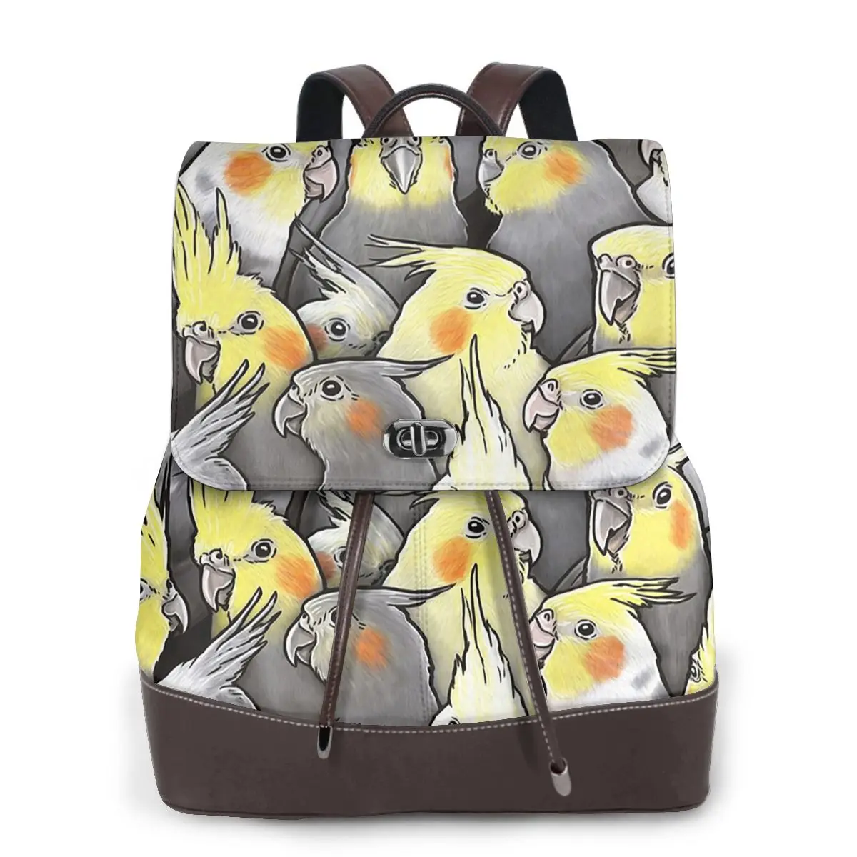 Cockatoo Cockatiel Parrot Galore Bookbag School Student Bags Hiking Travel Daypack for Women Fashion Derma Backpack