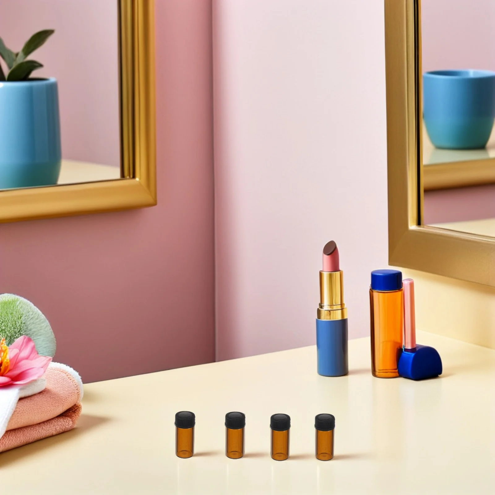 100 قطعة زجاجات الزيوت العطرية الصغيرة 3 مللي قوارير قطارة زجاجية كهرمانية لعينات العطور العلاجية تصميم مانع للتسرب #6