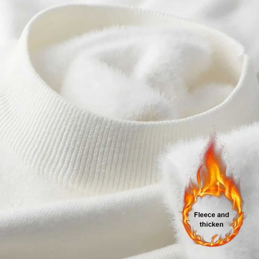 Autumn Winter Men's Turtleneck Sweater Knitted Velvet Warm Long Sleeve Pullover Outdoor Cold-proof Casual Blouse Base Sweater