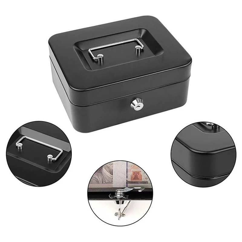 Metal Cash Box Mini Safe Lock Box Money Bank Metal Coin Bank Security Box Sturdy Cash Portable For Kids Coin Collection