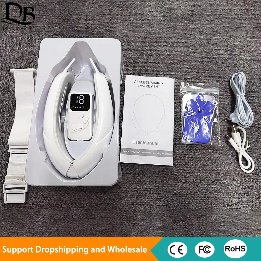 EMS อุปกรณ์ยกกระชับผิวหน้า LED Photon Therapy Face Slimming TENS Pulse Massager ลบ Double Chin V-Face รูป Cheek Lift เข็มขัด