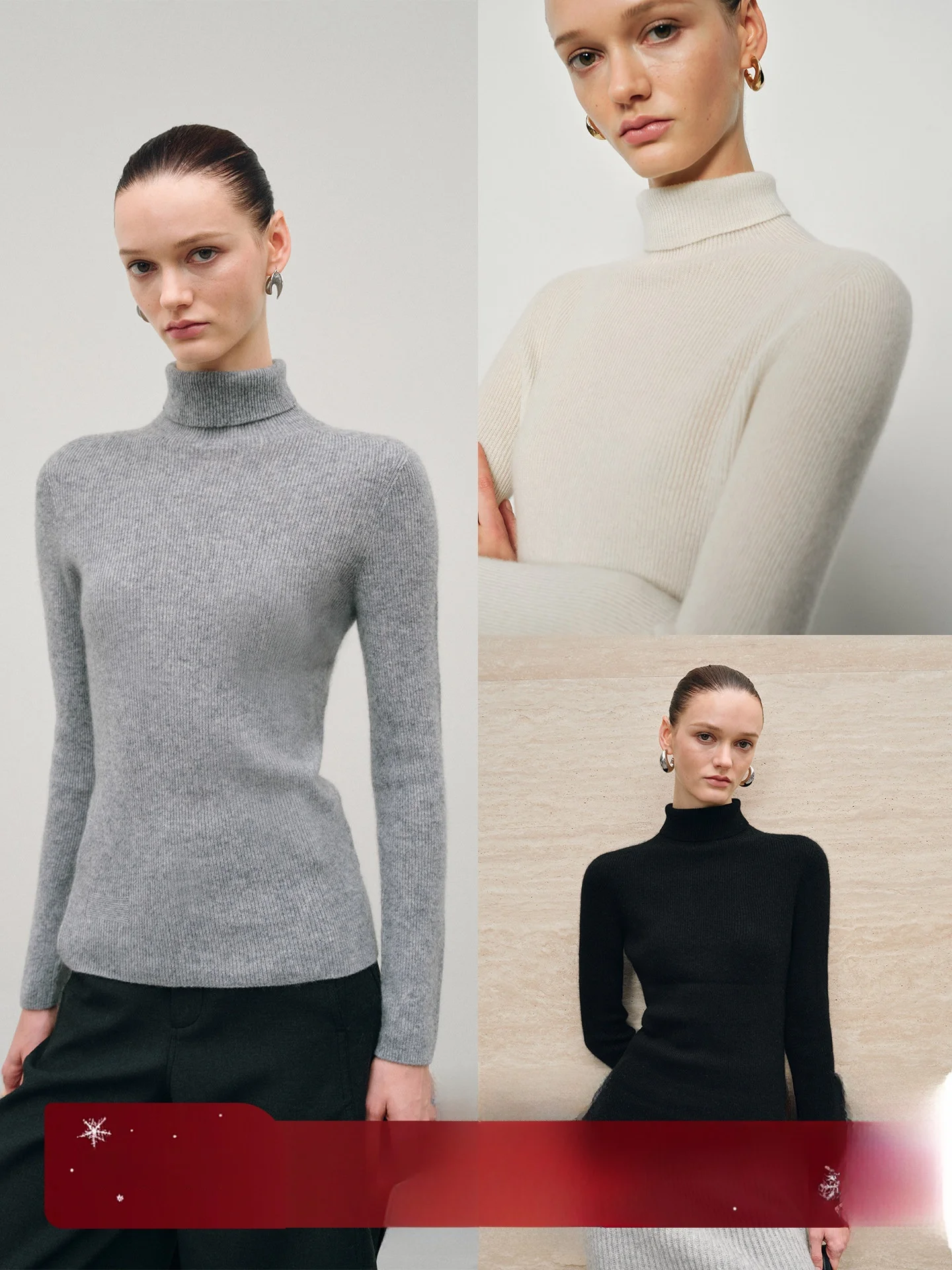 

CHICJANE Мягкий шерстяной свитер из кашемира с высоким воротником, облегающий, женский, с добавлением козьей шерсти, комфортный осенний топ