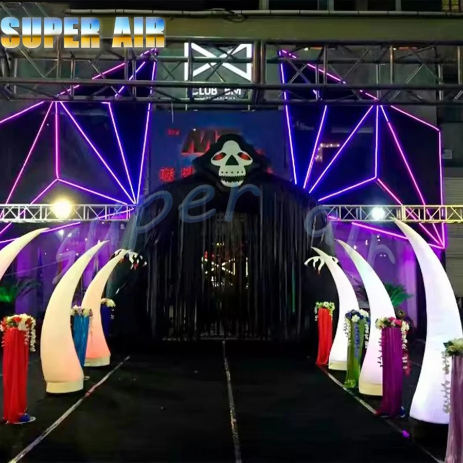ハロウィン屋外パーティー装飾用、裏庭用ファン付きインフレータブルゴーストアーチ