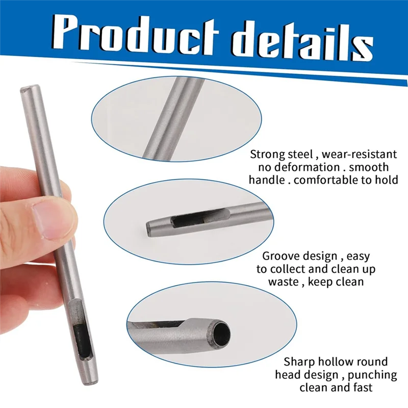 

YWDZ-Набор инструментов для дырокола для кожи, 0,5-5 мм, дырокол для ремешка для часов, круглый дырокол для ремней, холст, 10 шт.