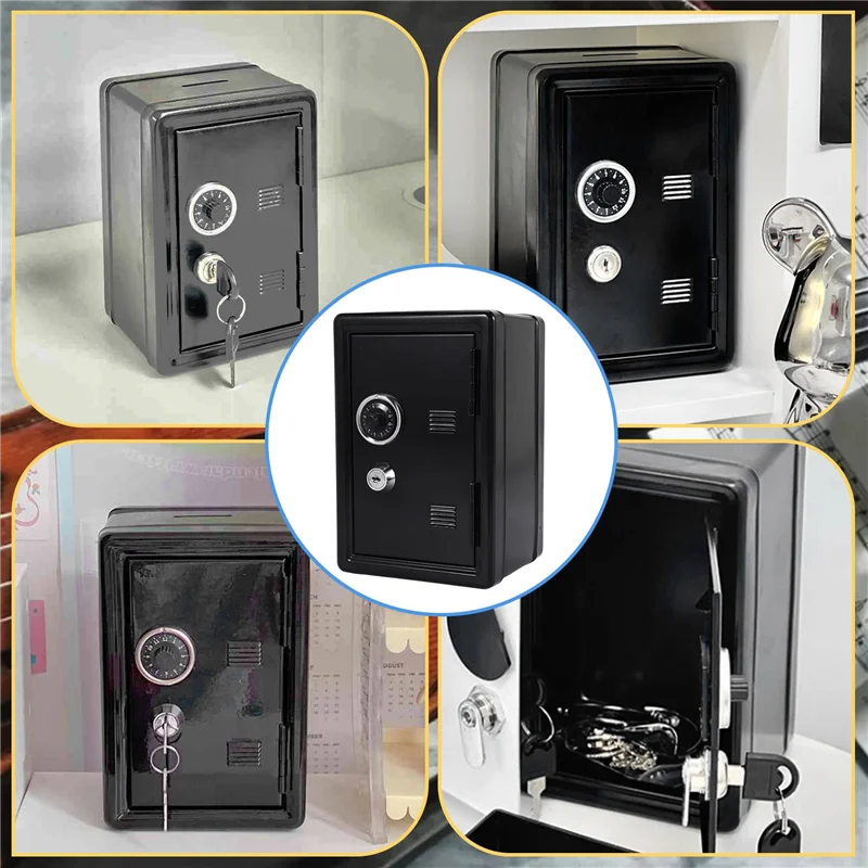 L72A-Safe Box Organizer Iron Desk Decorative Box Piggy Bank Metal Mini Cabinet Money Storage Box Storage Box For Boys