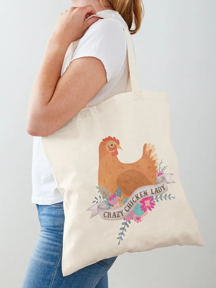 Crazy Chicken Lady Tote Bag Portable shopping bag Shopper bag tote women