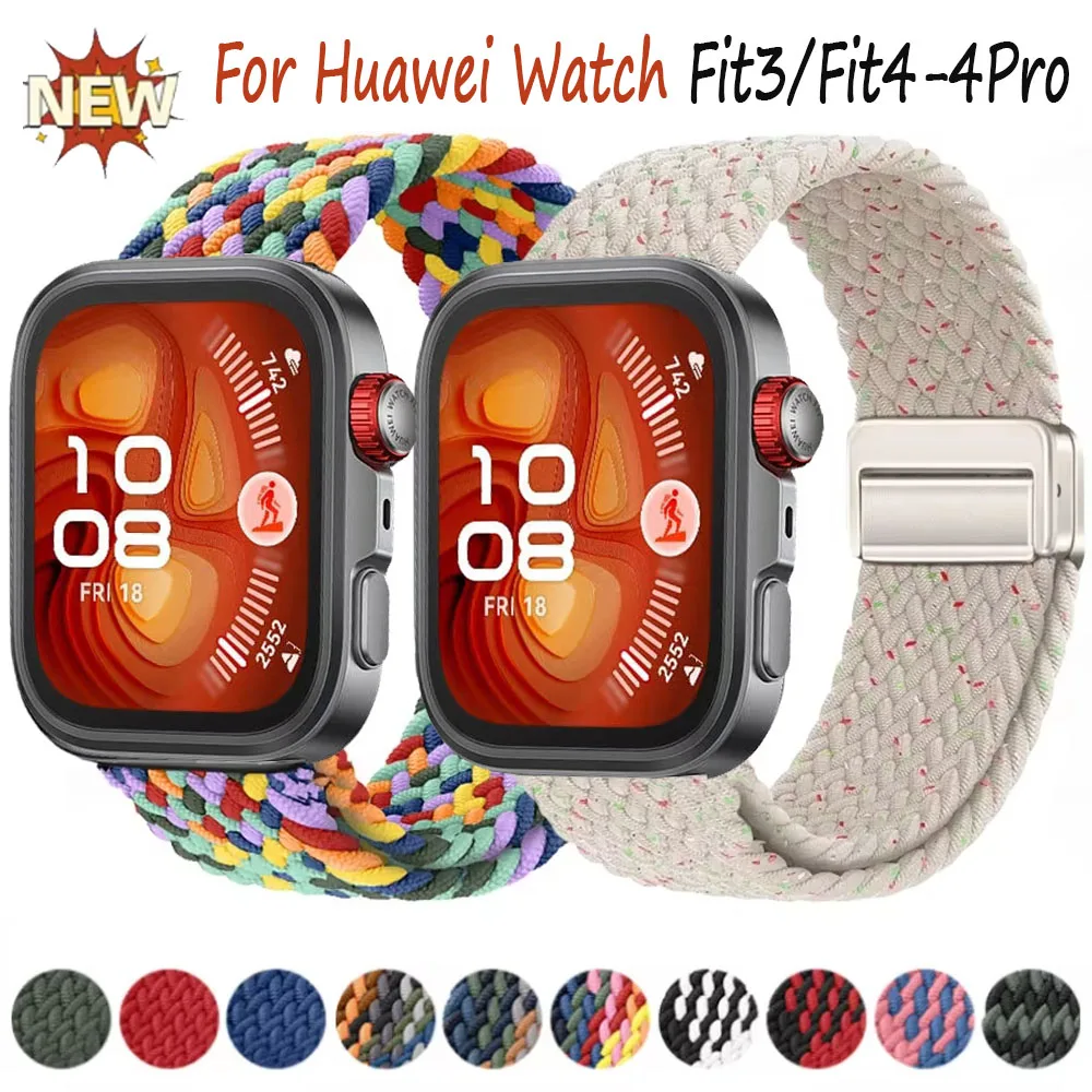 

Nylon Strap for Huawei Watch Fit3/Fit4-4Pro Braided Comfortable Wristband Adjustable Magnetic Buckle for Huawei Watch Fit 4/4Pro