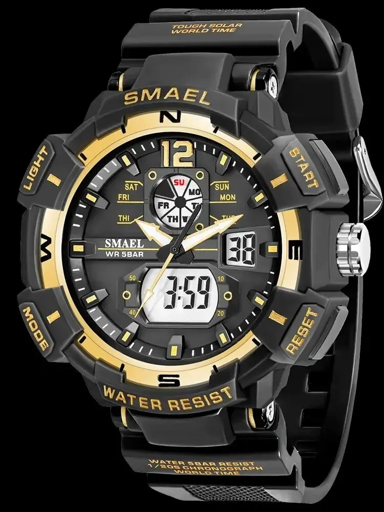 Sport Watch SMAEL Waterproof Watches Quartz Movement Digital LED Back Light Stopwatch Alarm Clock 8045 Men\'s Watches Military