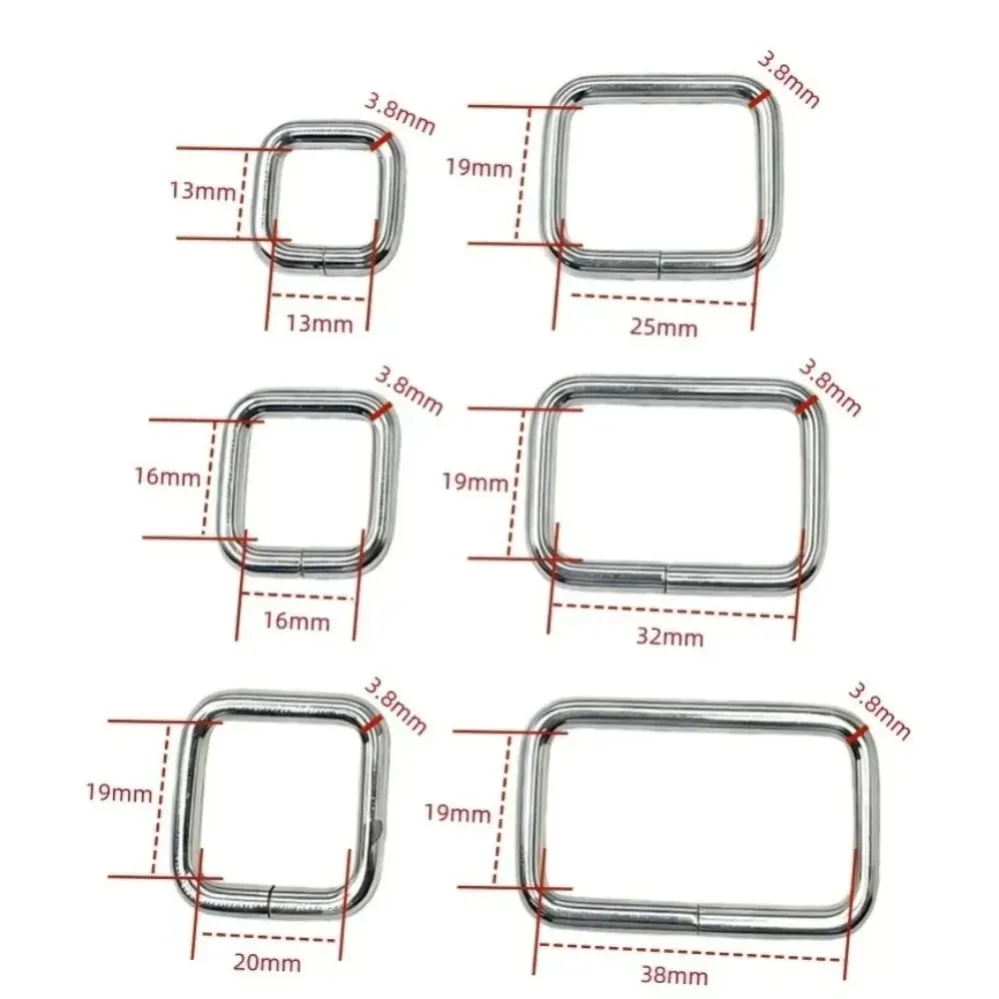 5-50Pcs Metal Thickened Leather Bag Backpack Strap Belt Webbing Dog Collar Chain Rectangle Square O D Ring Loop Buckle