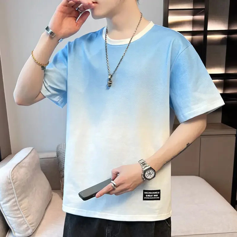 

Heather Man Tee Shirts Black O Neck American Style Oversized T Shirt for Men Hot Funny Party Chic Short Quarter Sleeve Kpop Top