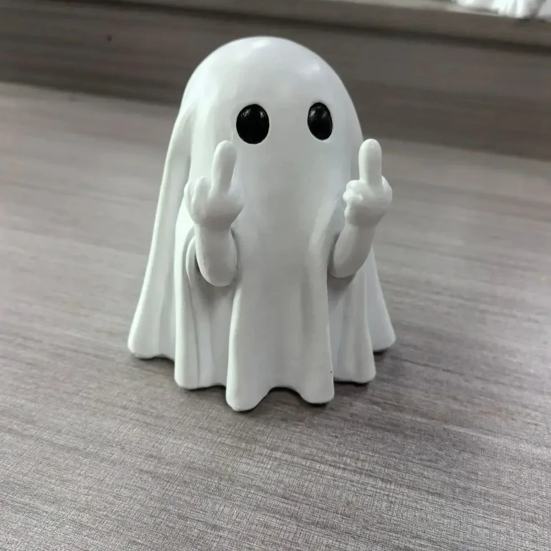 Estatuilla Fantasma Resina Decoración Halloween Dedo Medio Divertido Figura Regalo Fiesta  Certificado CPC Envío Gratis