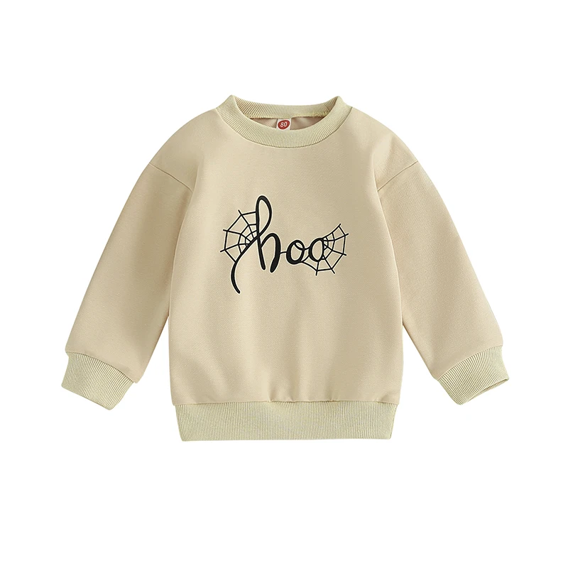 Baby Halloween Sweatshirts Long Sleeve Spider Web Pumpkin Letter Print Pullovers Toddler Warm Clothes