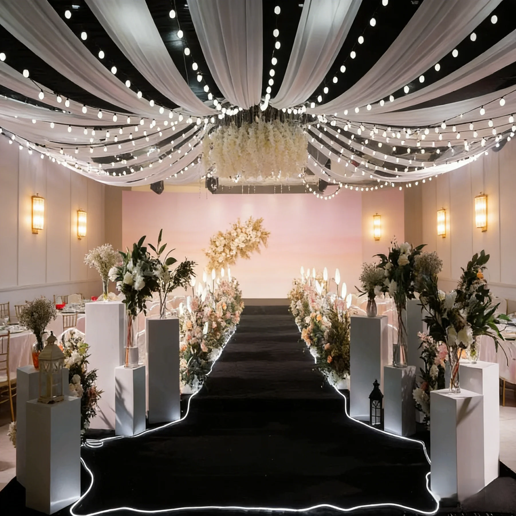 

Радужная ткань-вуаль для декора потолка и стен, имитирующая волны, для уличных вечеринок, ресторанов, дворов и гостевых домов