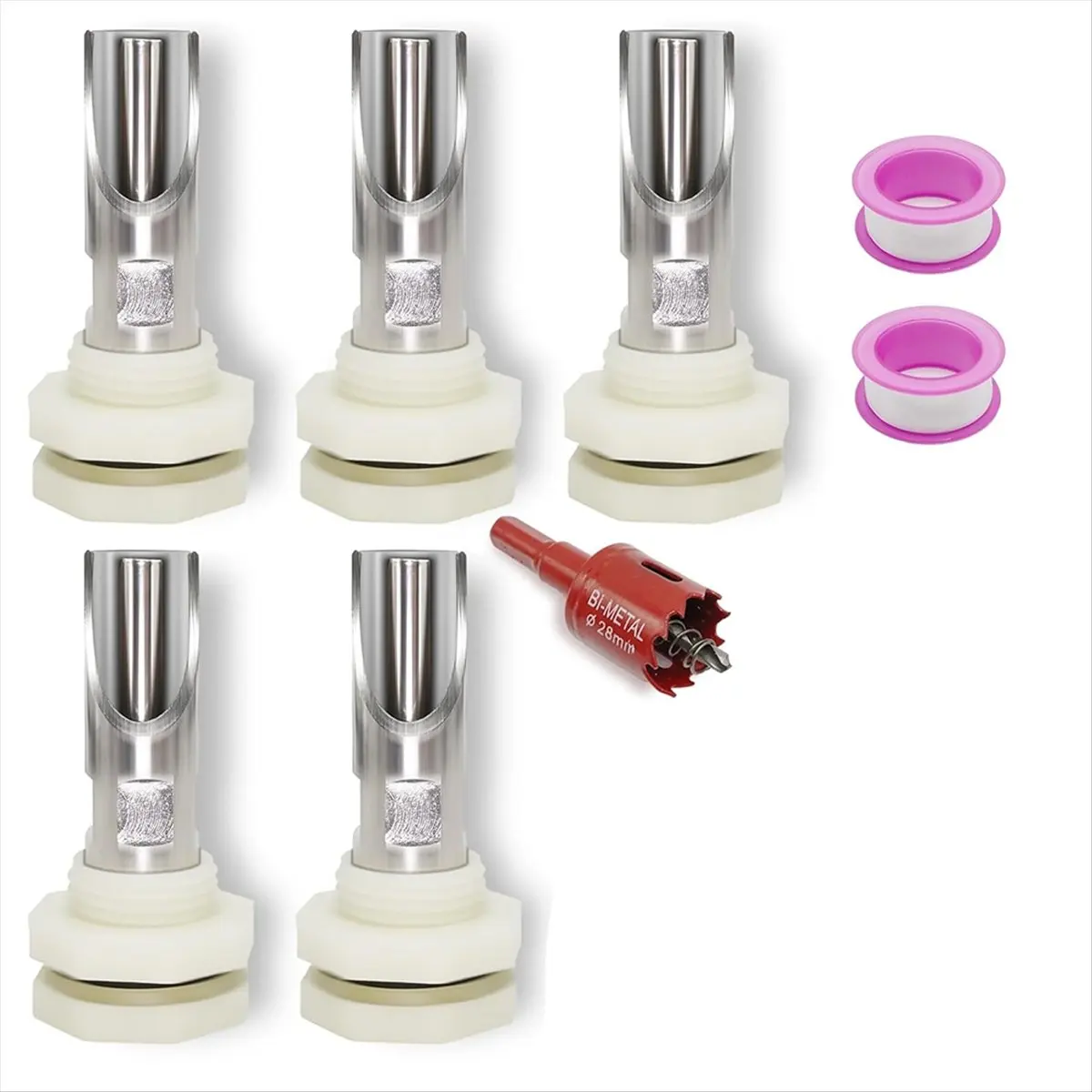 A24I 5 PCS Pig Nipple Waterer for Barrels Kit Automatic Pig Water System 1/2 Inch Stainless Steel Waterer Drinker Feeder