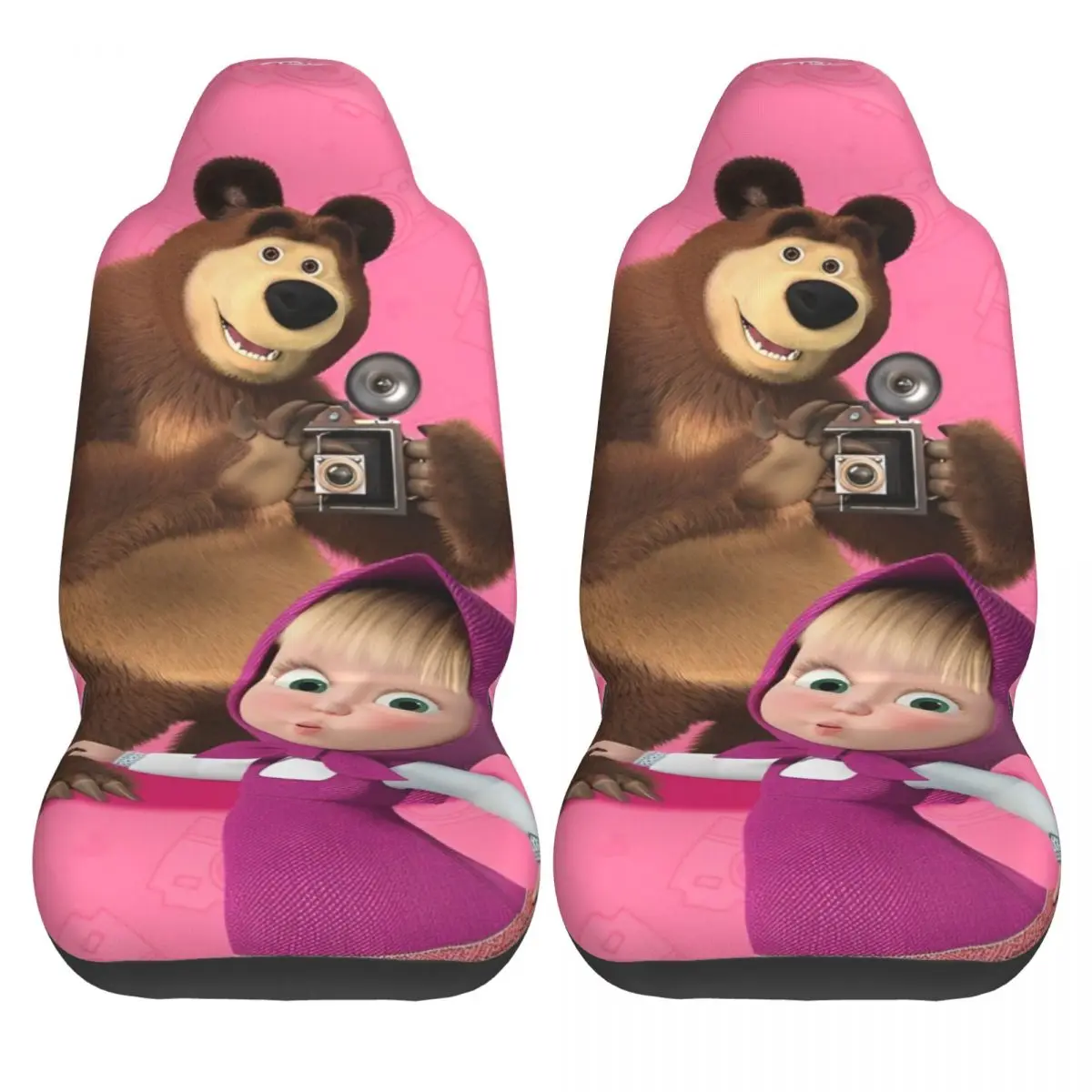 

Чехлы на автомобильные сиденья с мультяшными персонажами Маша и Медведь, полиэстеровые чехлы для такси, удобные универсальные чехлы из двух частей