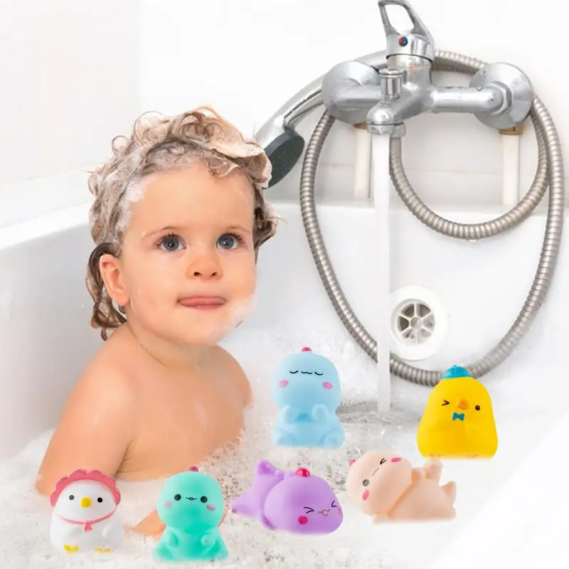 Tub Toys Colorful Bathtub Pool Toy Water Float Preschool Floating Squeaky Baby Wash Shower Toy For Toddler Shower Party Favors