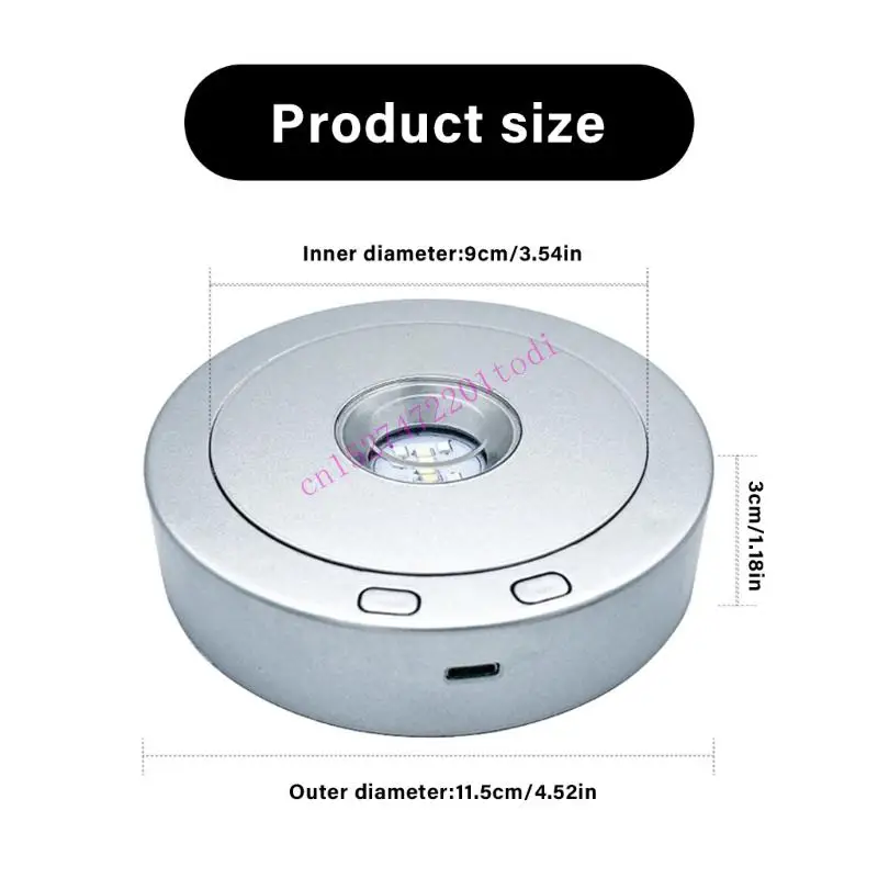 M76B 8 Lighting Effects 3 Speed Rotation Plastic Display Stand for Decorative Items