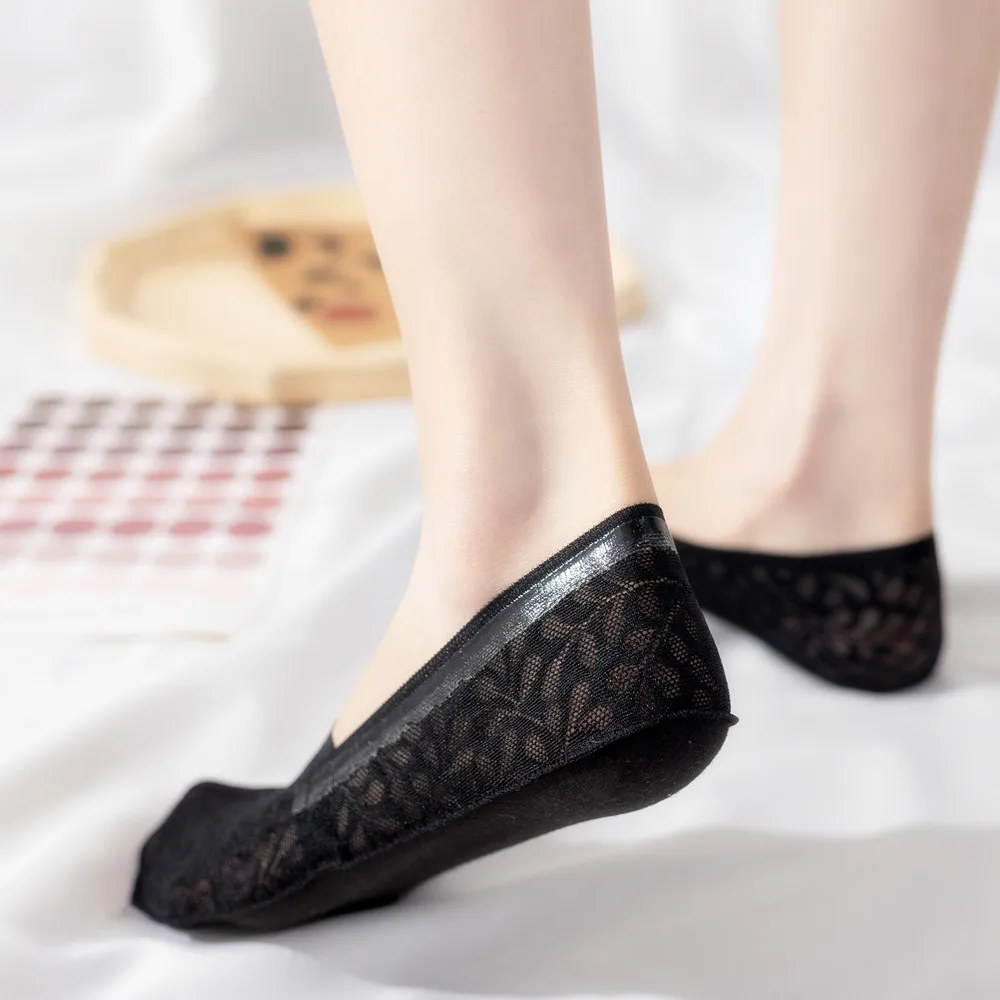 Ankle Socks Summer Silicone Anti-slip Short Socks Mesh Breathable Thin Invisible Low Cut No Show Socks Slippers Sexy Lace Flower