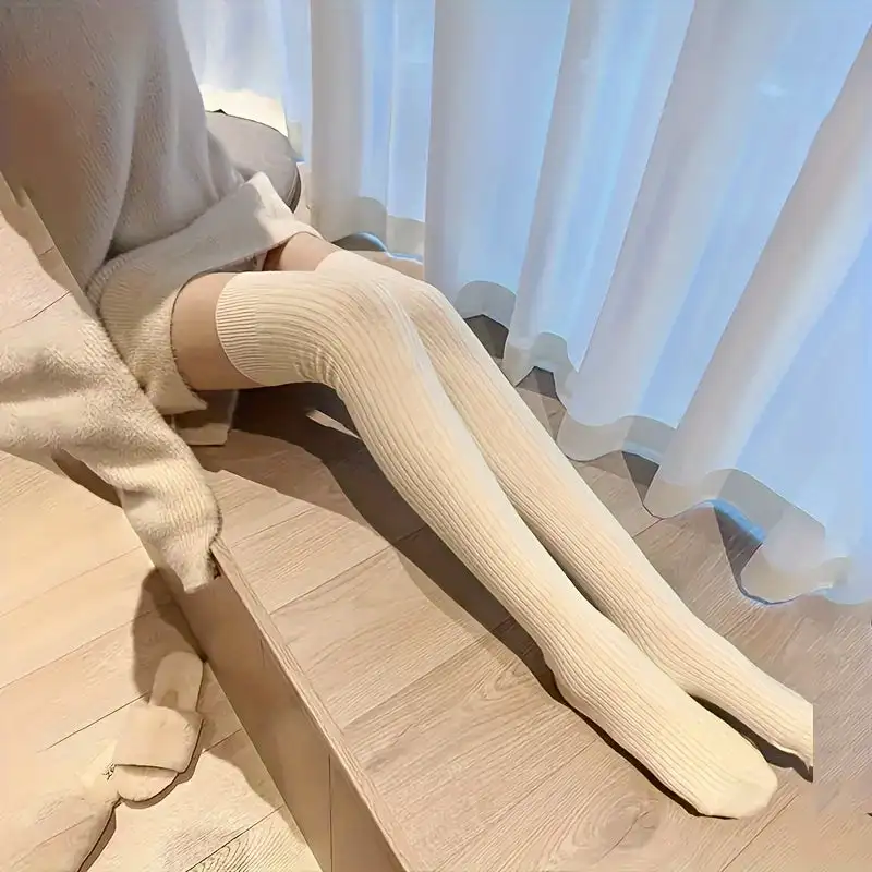 

Зимние женские чулки для девочек JK Lolita, длинные узкие носки, хлопковые гольфы выше колена в вертикальную полоску