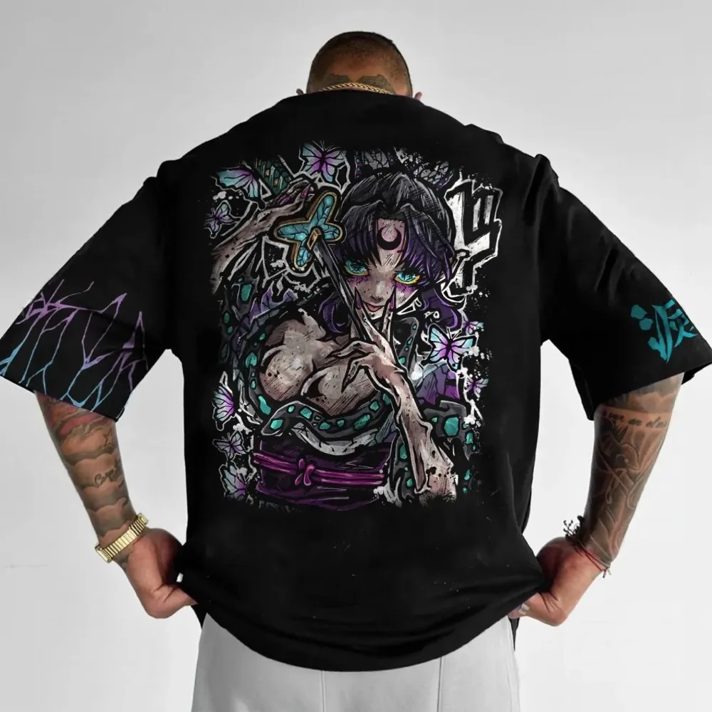 鬼滅の刃 メンズ Tシャツ 胡蝶しのぶ 夏 日本アニメ Tシャツ 春と秋 ボーイズ ストリート 半袖 親子ウェア