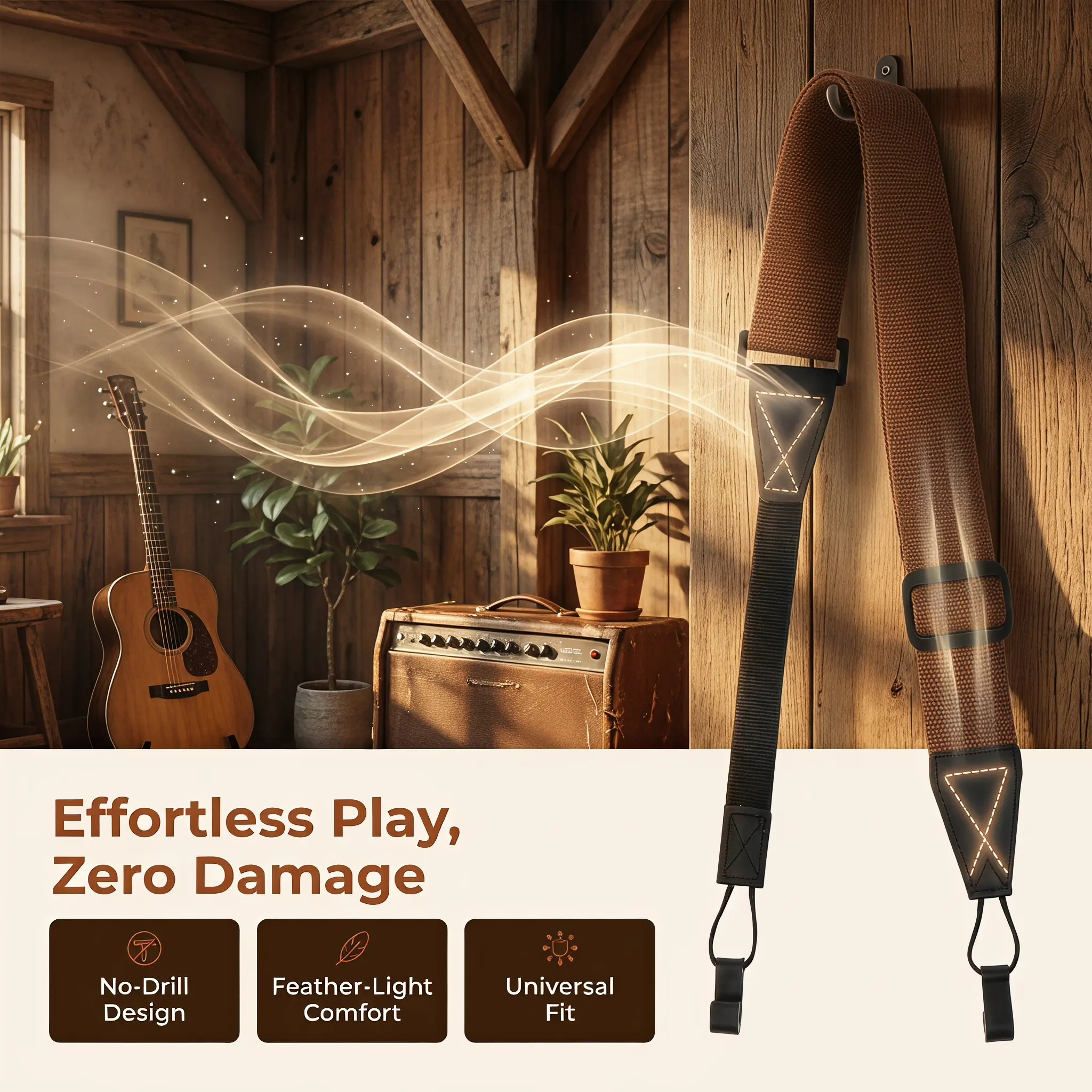 1Pcs Useful Non-Punching Ukulele Strap Light Yet Strong Elegant Design Suitable for Youth Adult Players and All Ukulele Sizes