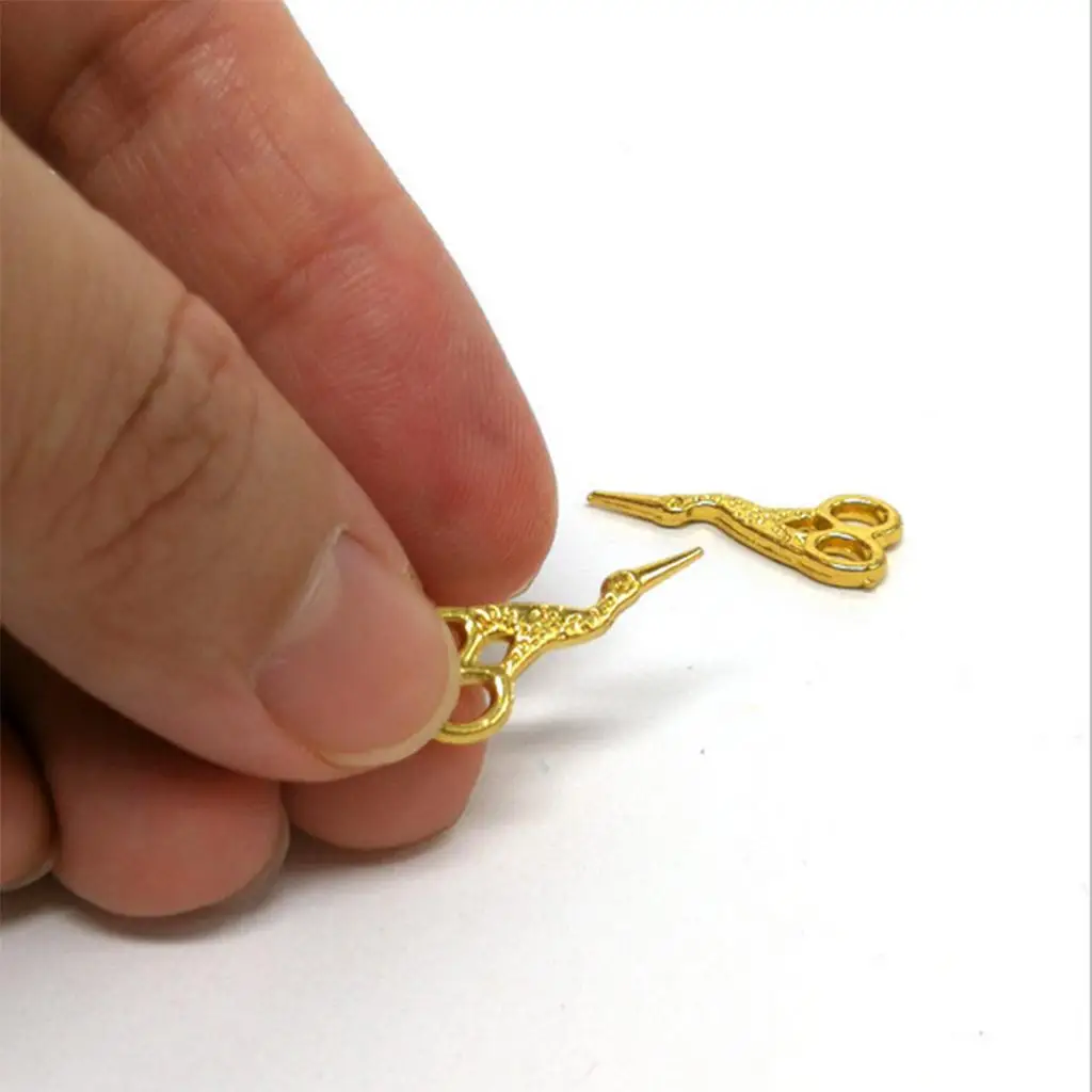 Mini Metal Scissors Set Miniatures Dollhouse Tool for 1 12 Dollhouse Furniture Accessories Room Decor