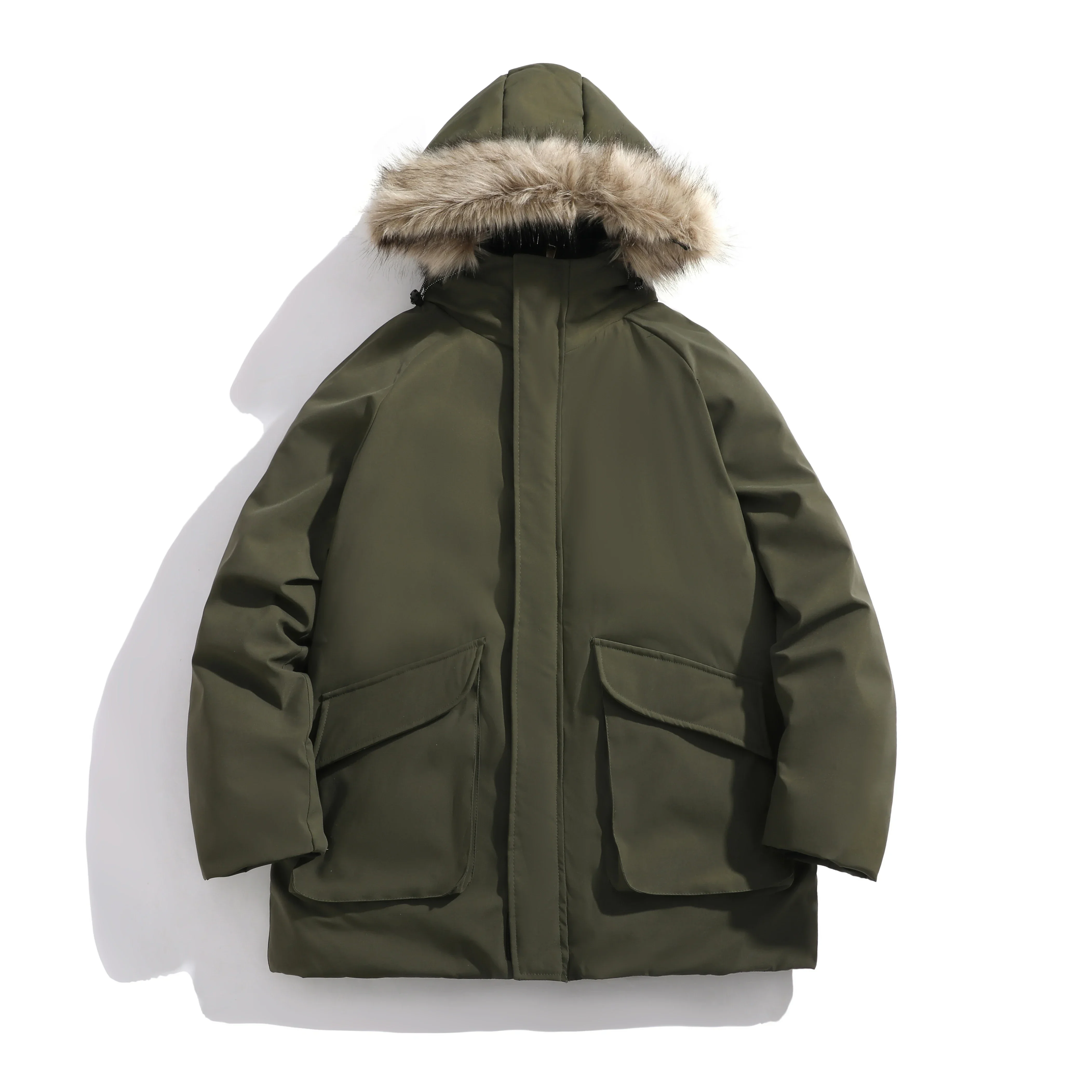 Wodoodporna parka z kapturem i futrzanym kołnierzem Mężczyźni Jesień Zima Moda Marka Casual Parki Mężczyźni Ciepłe Grube Parki Mężczyźni plus size