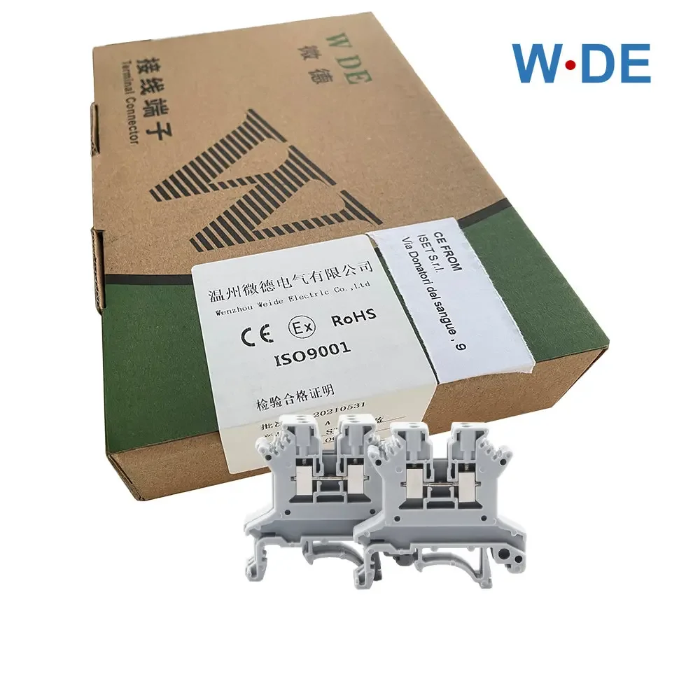 UK-1.5N Wire Conductor Din Rail Terminal Block Universal Screw Connection Wire Connector Block Terminal Strip Block 100PCS