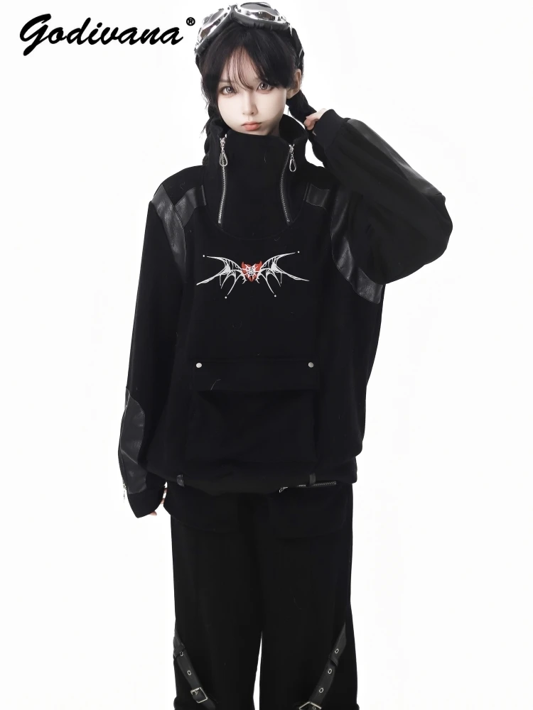 Functional Deconstruction Long and Short Fleece Hoodie Top Cool Woolen Shawl Poncho Halloween Female Fleece Skirt and Pants Set